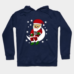 Santa Claus coffee on the moon Hoodie